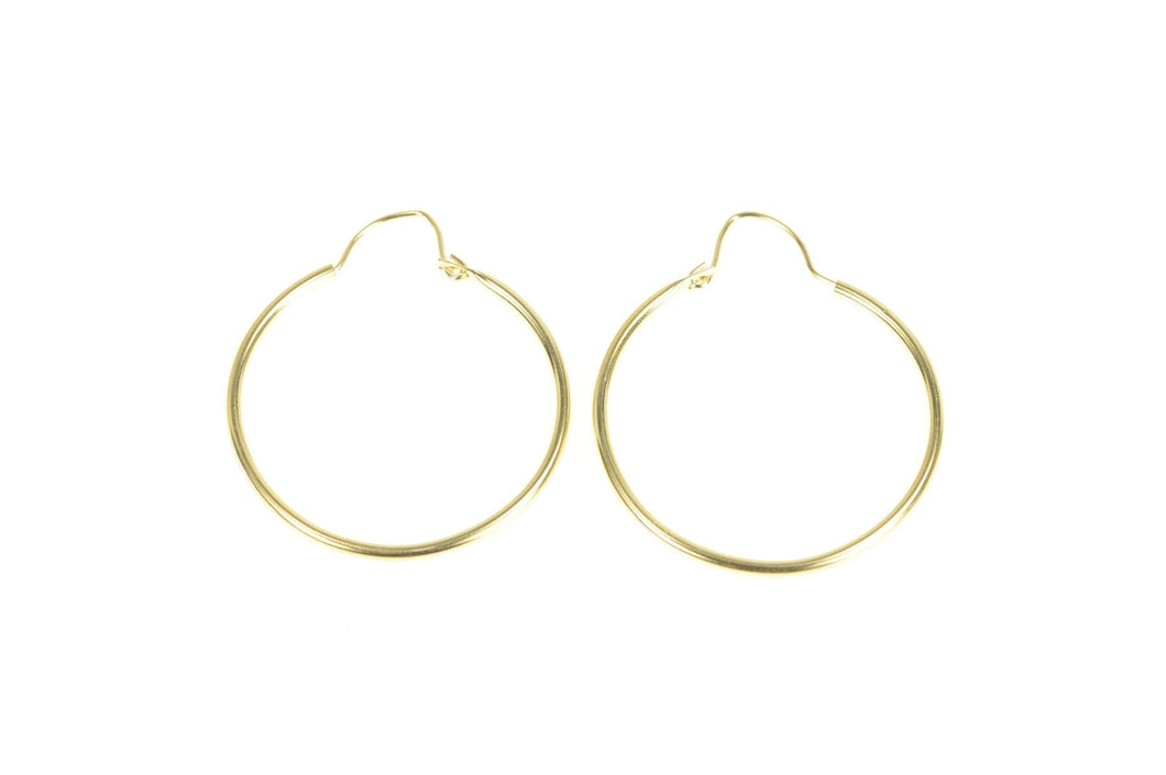 14K 29.4mm Round Fashion Hoop Classic Statement Earrings Yellow Gold
