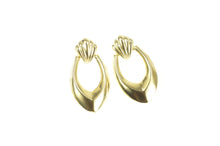 Load image into Gallery viewer, 14K Retro Chevron Dangle Door Knocker Statement Earrings Yellow Gold