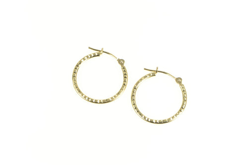 14K Diamond Cut Classic Simple Fashion Hoop Earrings Yellow Gold