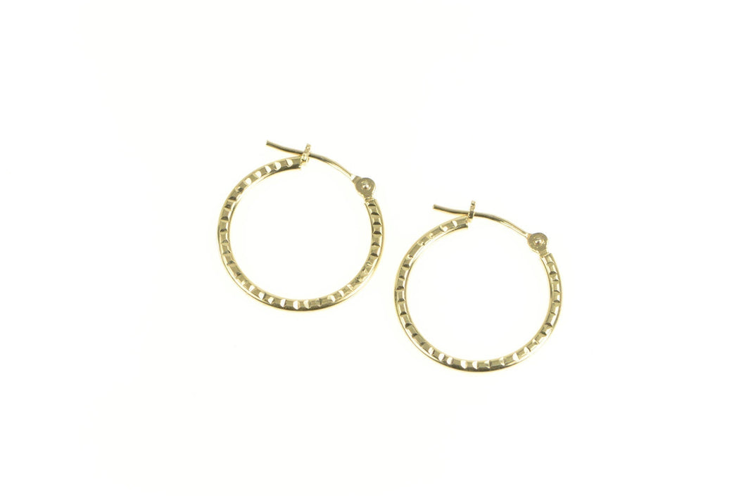 14K Diamond Cut Classic Simple Fashion Hoop Earrings Yellow Gold