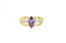 Load image into Gallery viewer, 10K Marquise Amethyst Diamond Accent Statement Ring Yellow Gold