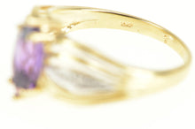 Load image into Gallery viewer, 10K Marquise Amethyst Diamond Accent Statement Ring Yellow Gold
