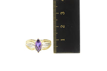 Load image into Gallery viewer, 10K Marquise Amethyst Diamond Accent Statement Ring Yellow Gold