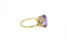 Load image into Gallery viewer, 14K Oval Amethyst Diamond Accent Cocktail Ring Yellow Gold