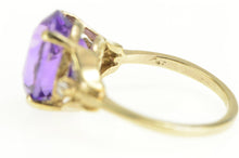 Load image into Gallery viewer, 14K Oval Amethyst Diamond Accent Cocktail Ring Yellow Gold