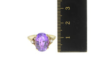 Load image into Gallery viewer, 14K Oval Amethyst Diamond Accent Cocktail Ring Yellow Gold