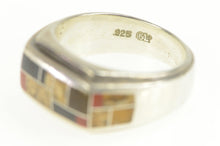 Load image into Gallery viewer, Sterling Silver Jasper Black Onyx Squared Inlay Men&#39;s Ring