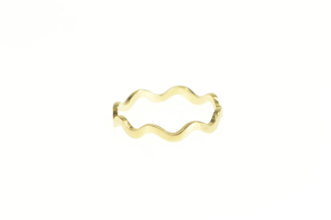 14K 3.0mm Wavy Curvy Zig Zag Stackable Band Ring Yellow Gold