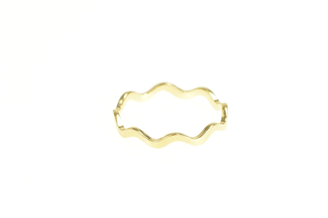 14K 3.0mm Wavy Curvy Zig Zag Stackable Band Ring Yellow Gold