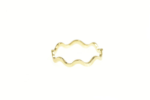 14K 3.0mm Wavy Curvy Zig Zag Stackable Band Ring Yellow Gold