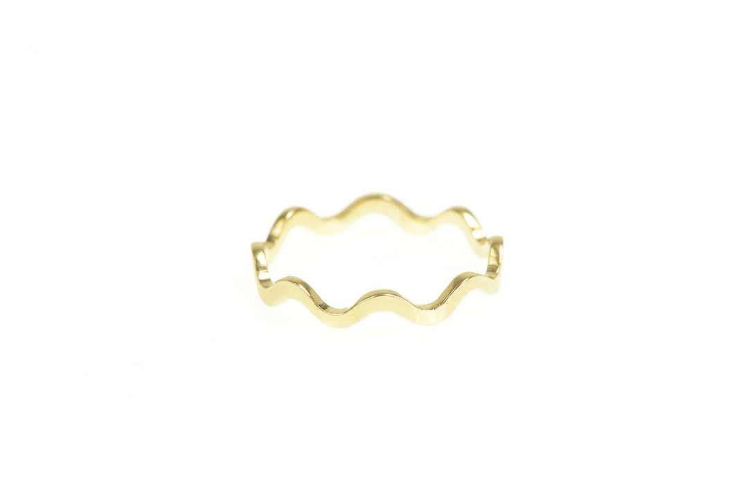 14K 3.0mm Wavy Curvy Zig Zag Stackable Band Ring Yellow Gold