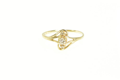 10K Diamond Three Stone Curvy Bypass Promise Ring Yellow Gold