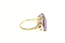 Load image into Gallery viewer, 10K Emerald Cut Amethyst Retro Statement Cocktail Ring Yellow Gold