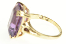Load image into Gallery viewer, 10K Emerald Cut Amethyst Retro Statement Cocktail Ring Yellow Gold