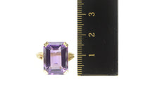 Load image into Gallery viewer, 10K Emerald Cut Amethyst Retro Statement Cocktail Ring Yellow Gold