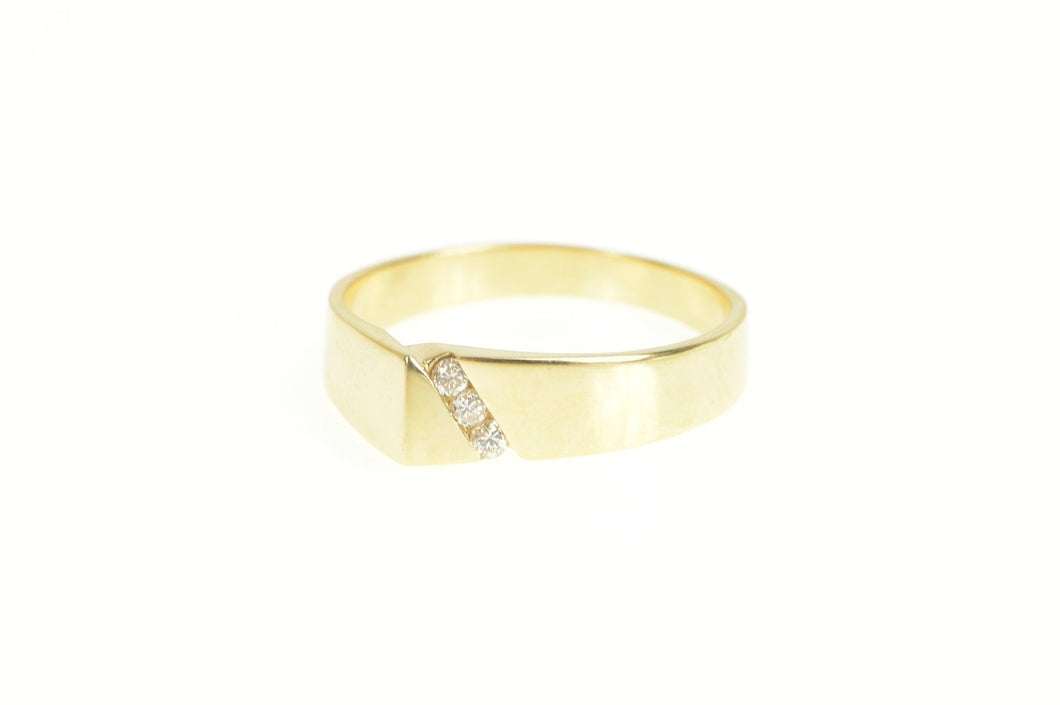 14K Squared Diamond Asymmetrical Wedding Ring Yellow Gold
