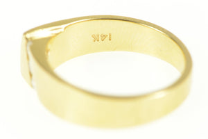 14K Squared Diamond Asymmetrical Wedding Ring Yellow Gold