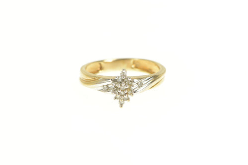 14K Marquise Diamond Cluster Promise Ring Yellow Gold