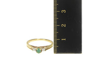 Load image into Gallery viewer, 10K Emerald Diamond Three Stone Engagement Ring Yellow Gold