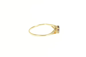 10K Oval Garnet Diamond Accent Classic Simple Ring Yellow Gold