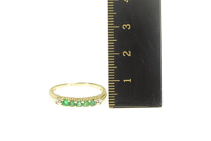 10K Emerald Diamond Accent Wedding Band Ring Yellow Gold