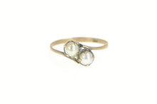 Load image into Gallery viewer, 14K Victorian Pearl Two Stone Classic Bypass Ring Yellow Gold