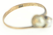 Load image into Gallery viewer, 14K Victorian Pearl Two Stone Classic Bypass Ring Yellow Gold