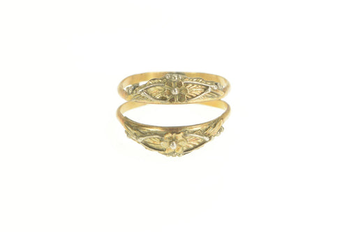 Gold Filled Victorian Sterling Ornate Floral Wedding Band Ring