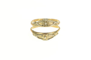 Gold Filled Victorian Sterling Ornate Floral Wedding Band Ring