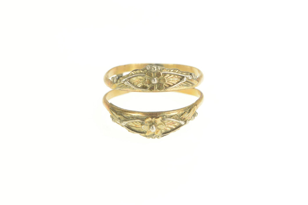 Gold Filled Victorian Sterling Ornate Floral Wedding Band Ring