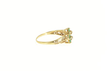 Load image into Gallery viewer, 10K Emerald Diamond Accent Flower Cluster Bypass Ring Yellow Gold