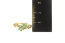 Load image into Gallery viewer, 10K Emerald Diamond Accent Flower Cluster Bypass Ring Yellow Gold