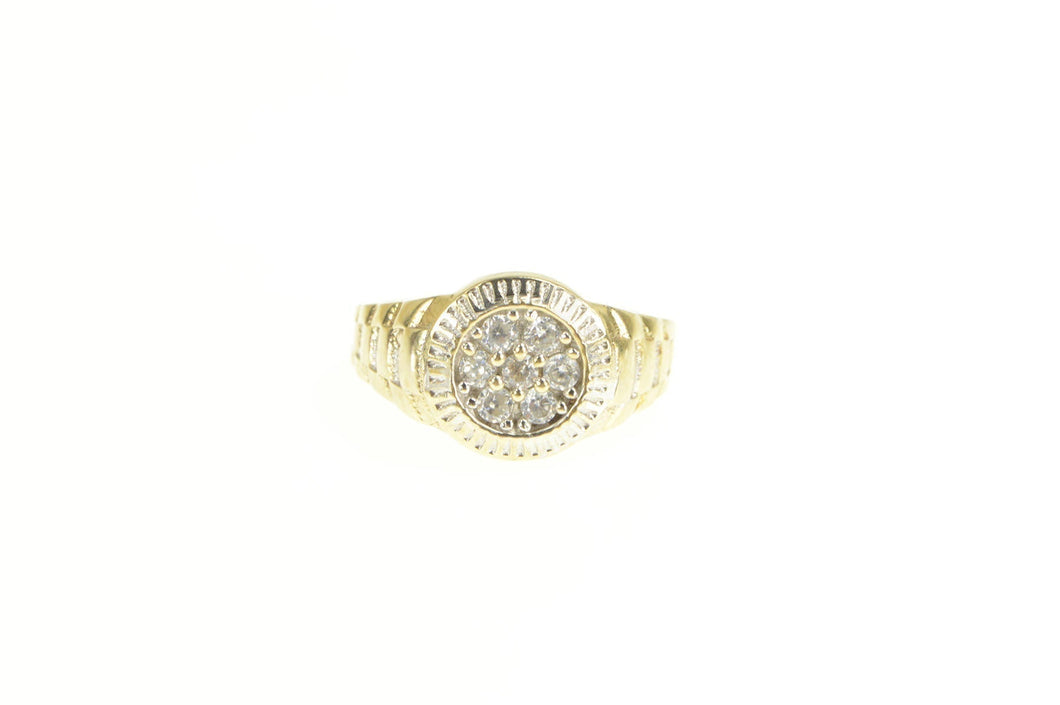 10K Diamond Round Watch Band Style Statement Ring Yellow Gold