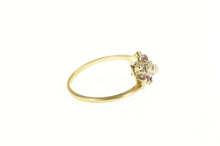 Load image into Gallery viewer, 14K Diamond Ruby Cluster Oval Bypass Statement Ring Yellow Gold
