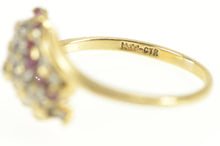Load image into Gallery viewer, 14K Diamond Ruby Cluster Oval Bypass Statement Ring Yellow Gold