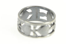 Load image into Gallery viewer, Sterling Silver Art Deco Heart Flower Forget Me Not Band Ring
