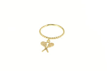 Load image into Gallery viewer, 14K Tennis Racket Racquet Charm Twist Band Ring Yellow Gold