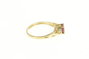 10K Oval Syn. Ruby CZ Accent Classic Statement Ring Yellow Gold