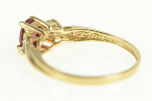 10K Oval Syn. Ruby CZ Accent Classic Statement Ring Yellow Gold