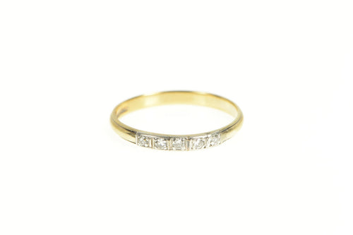 14K Classic Diamond 1940's Wedding Band Ring Yellow Gold