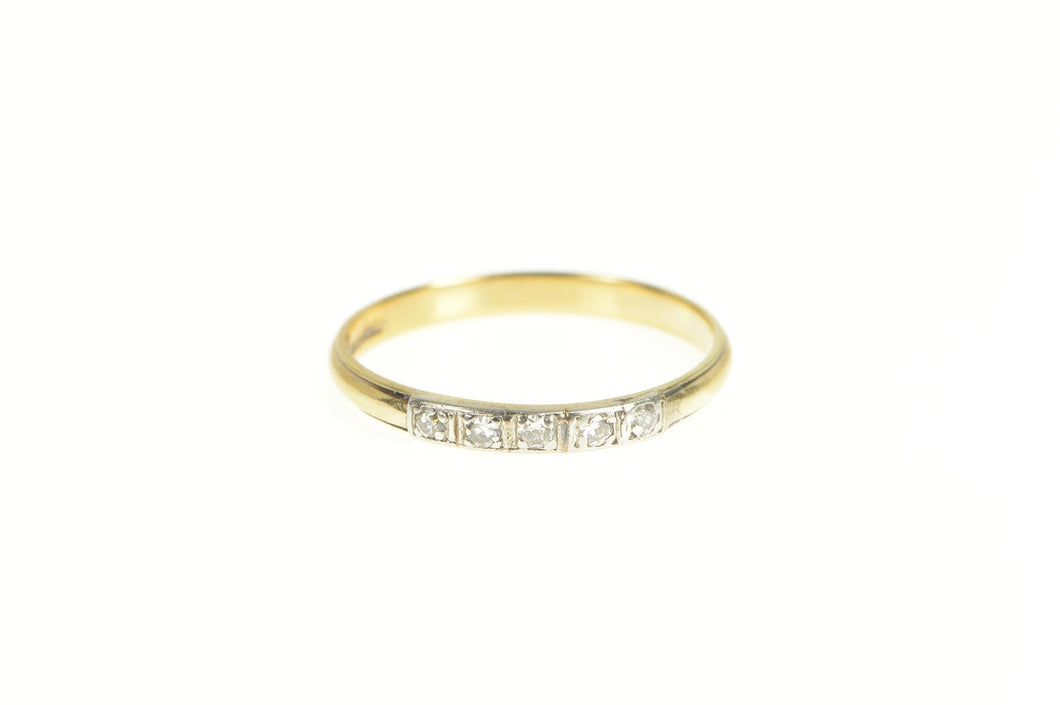 14K Classic Diamond 1940's Wedding Band Ring Yellow Gold