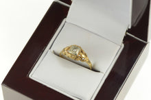 Load image into Gallery viewer, 14K Art Deco Diamond Ornate Floral Promise Ring Yellow Gold