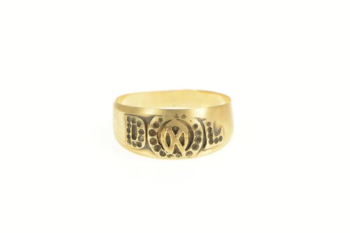 14K 1890's Victorian Ornate DOL Monogram Ring Yellow Gold