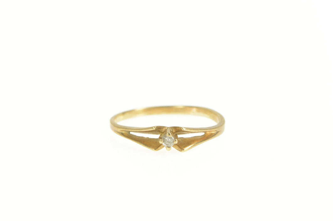 14K Diamond Solitaire Classic Simple Promise Ring Yellow Gold