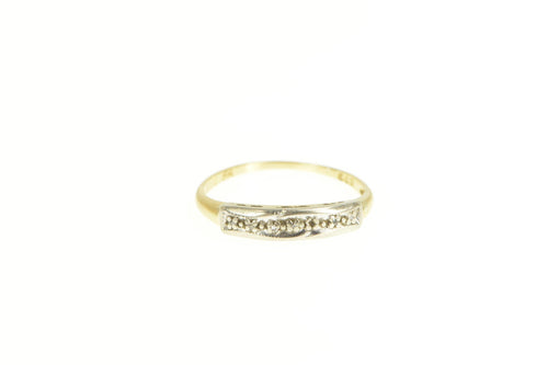 14K Classic Simple Diamond Plain Wedding Band Ring Yellow Gold