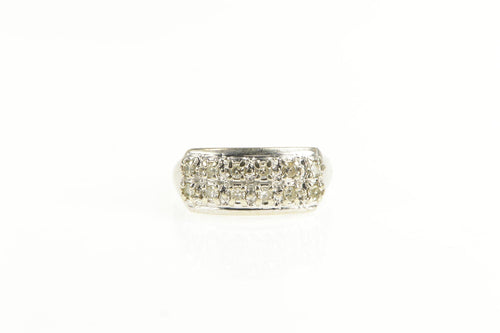 14K 0.25 Ctw Diamond Squared Cluster Band Ring White Gold