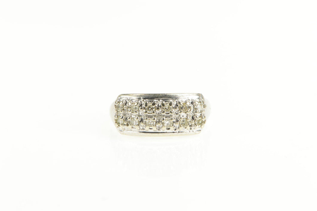 14K 0.25 Ctw Diamond Squared Cluster Band Ring White Gold