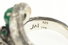 Load image into Gallery viewer, Sterling Silver 14k Gold Green Chalcedony Crocodile Cayman Ring