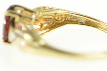 Load image into Gallery viewer, 14K Oval Garnet Diamond Wavy Accent Ring Yellow Gold