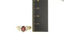 Load image into Gallery viewer, 14K Oval Garnet Diamond Wavy Accent Ring Yellow Gold